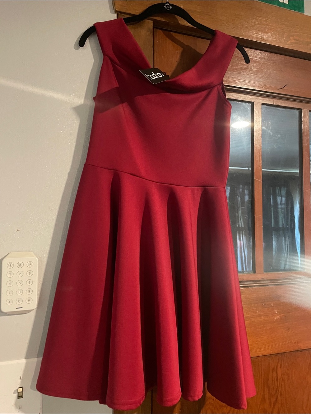 Boohoo Burgundy Fit & Flare Dress